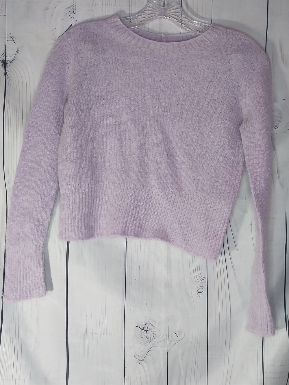 Vince Shrunken Cropped Eyelash Knit Cozy Lilac Quiet Luxury Sweater